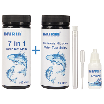 Invbio 7 dans 1 kit d'essai d'azote d'ammoniaque de bandes d'essai de l'eau d'aquarium de poissons