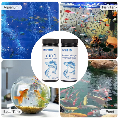 Invbio 7 dans 1 kit d'essai d'azote d'ammoniaque de bandes d'essai de l'eau d'aquarium de poissons