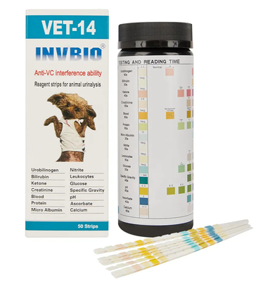 Marché superbe de la livraison de la marque INVBIO de VÉTÉRINAIRE d'animal familier d'urine d'analyse de paramètres rapides des bandes 14