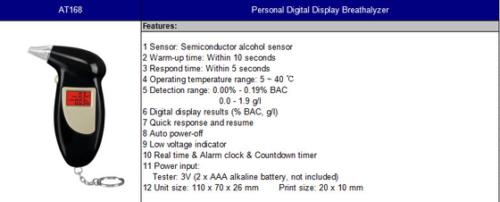 Chaîne principale de Breathalyzer d'alcool de Digital Bactrack de voiture de police avec l'accumulateur alcalin