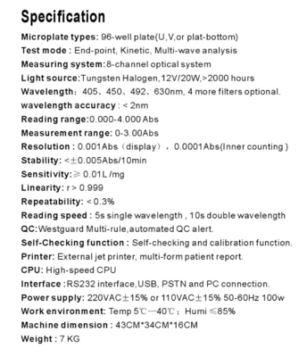 Analyseur bon d'Elisa Reader Machine Clinical Chemistry du laboratoire 96 avec l'imprimante SK202
