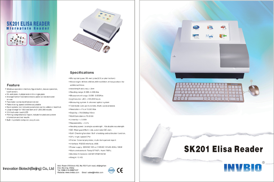 Analyseur d'Elisa Microplate Reader Clinical Chemistry du canal SK201 8